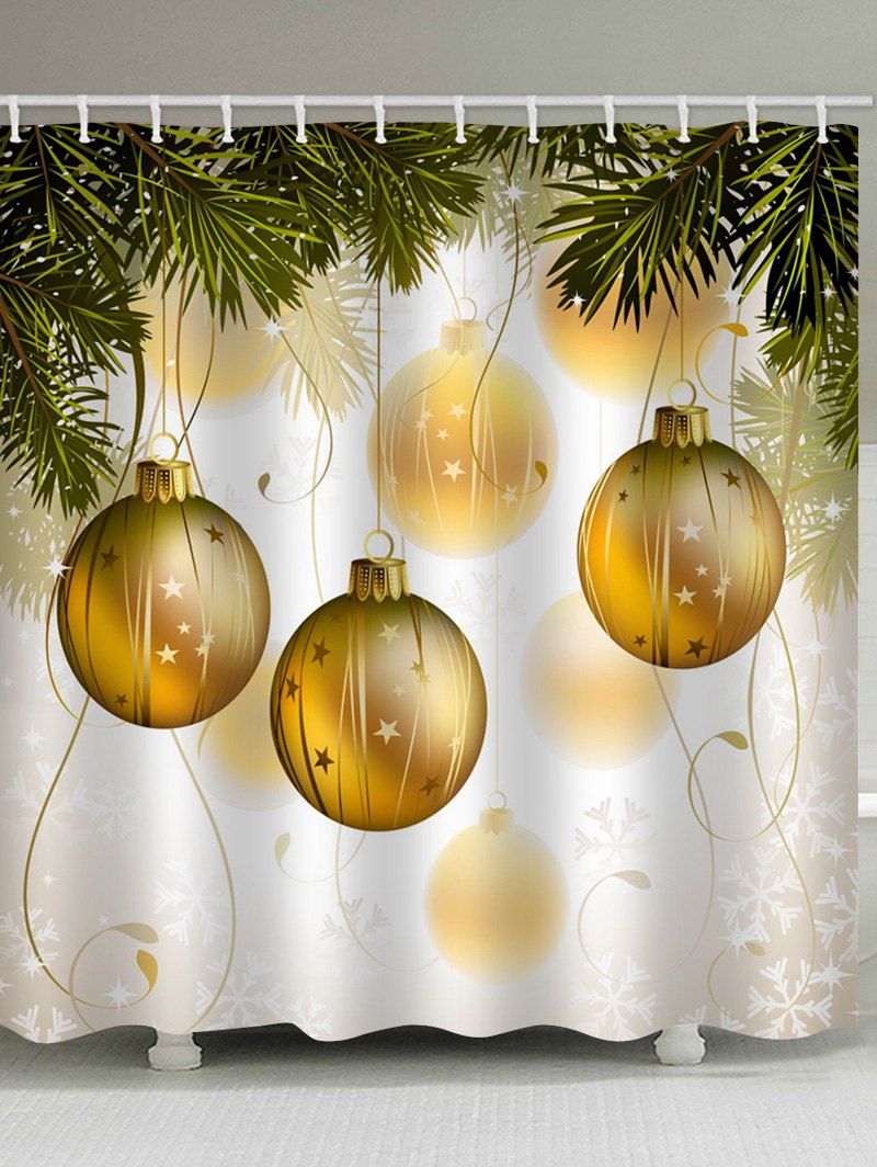 

Christmas Ball Waterproof Bathroom Shower Curtain, Bright yellow