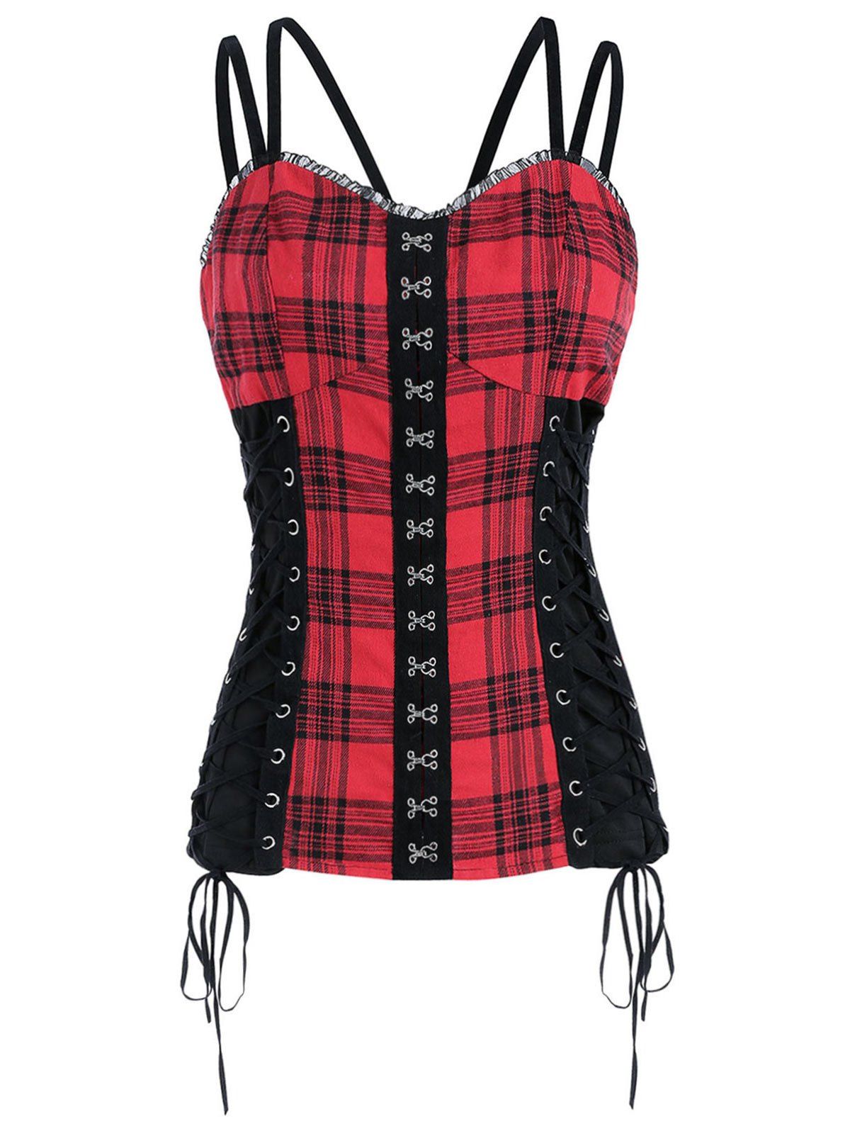 [44% OFF] Gothic Plaid Corset Tank Top | Rosegal