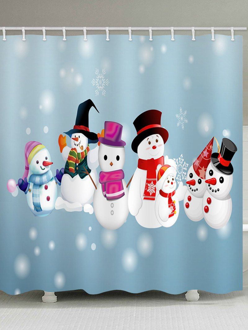 

Snowman Snowflake Print Waterproof Shower Curtain, Multi
