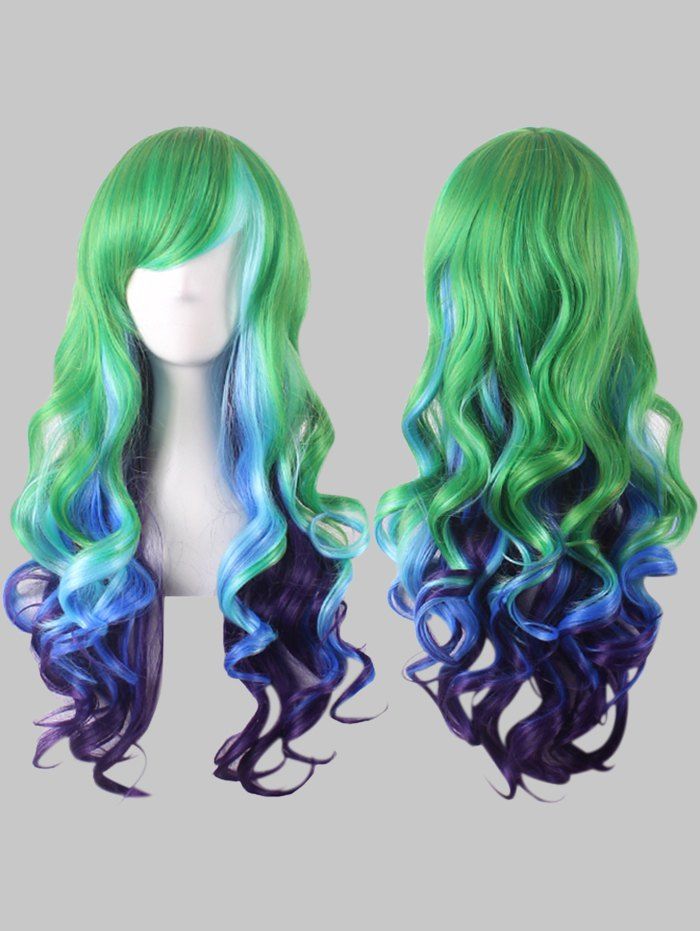 

Long Side Bang Wavy Colormix Lolita Cosplay Synthetic Wig, Multi