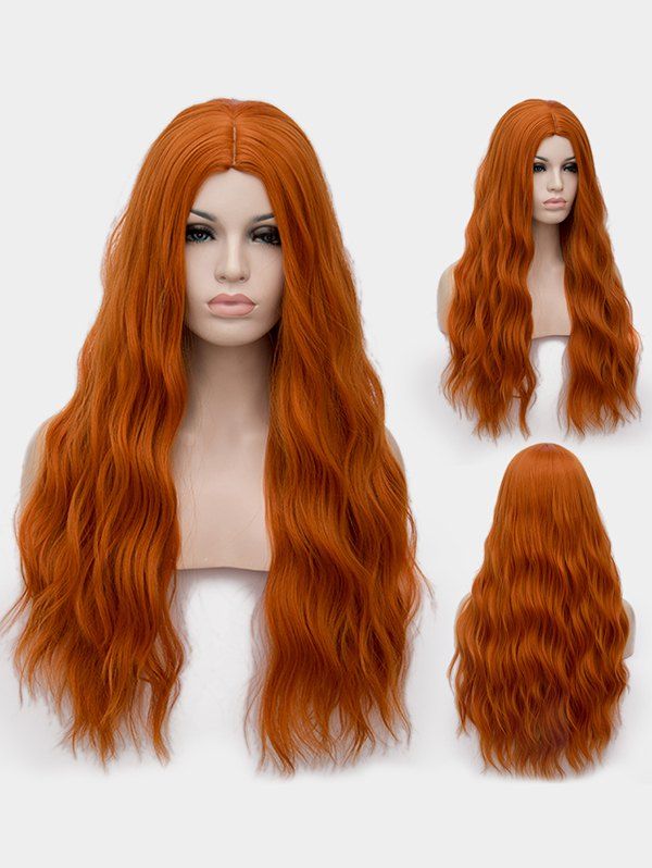 

Middle Part Long Natural Wavy Synthetic Anime Lolita Wig, Tangerine