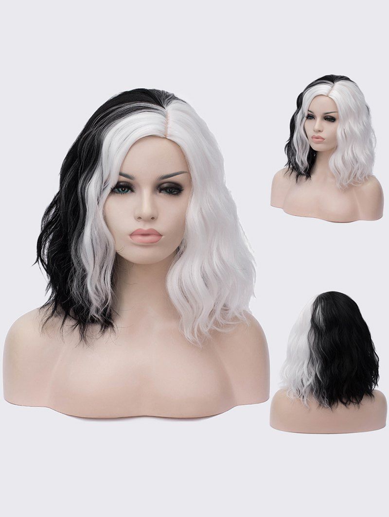 

Medium Side Parting Two Tone Natural Wavy Cosplay Synthetic Wig, Multi