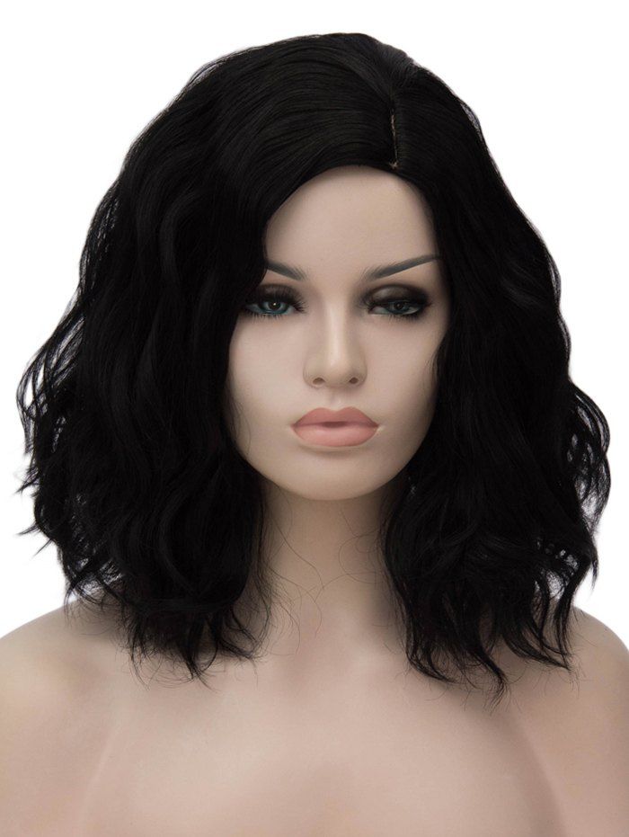 

Medium Side Parting Natural Wavy Party Synthetic Wig, Black