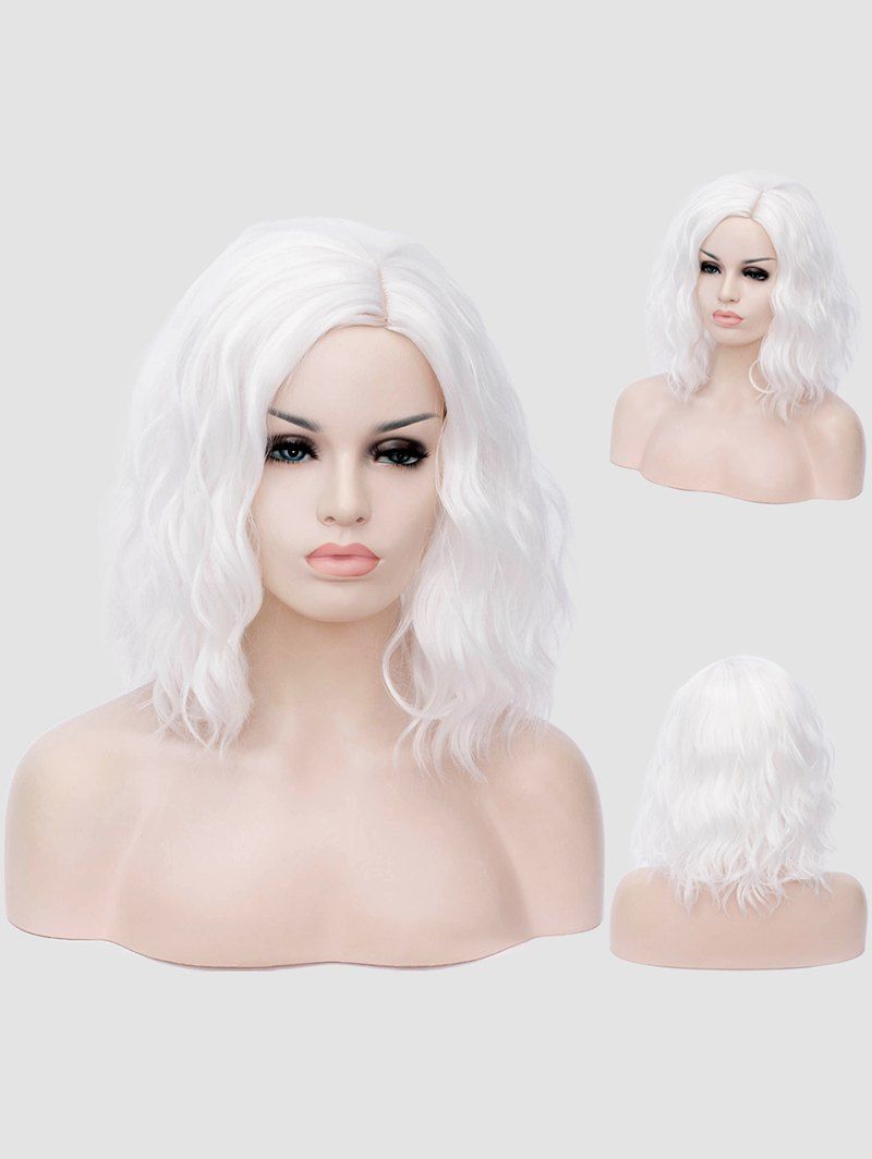 

Medium Side Parting Natural Wavy Party Synthetic Wig, White