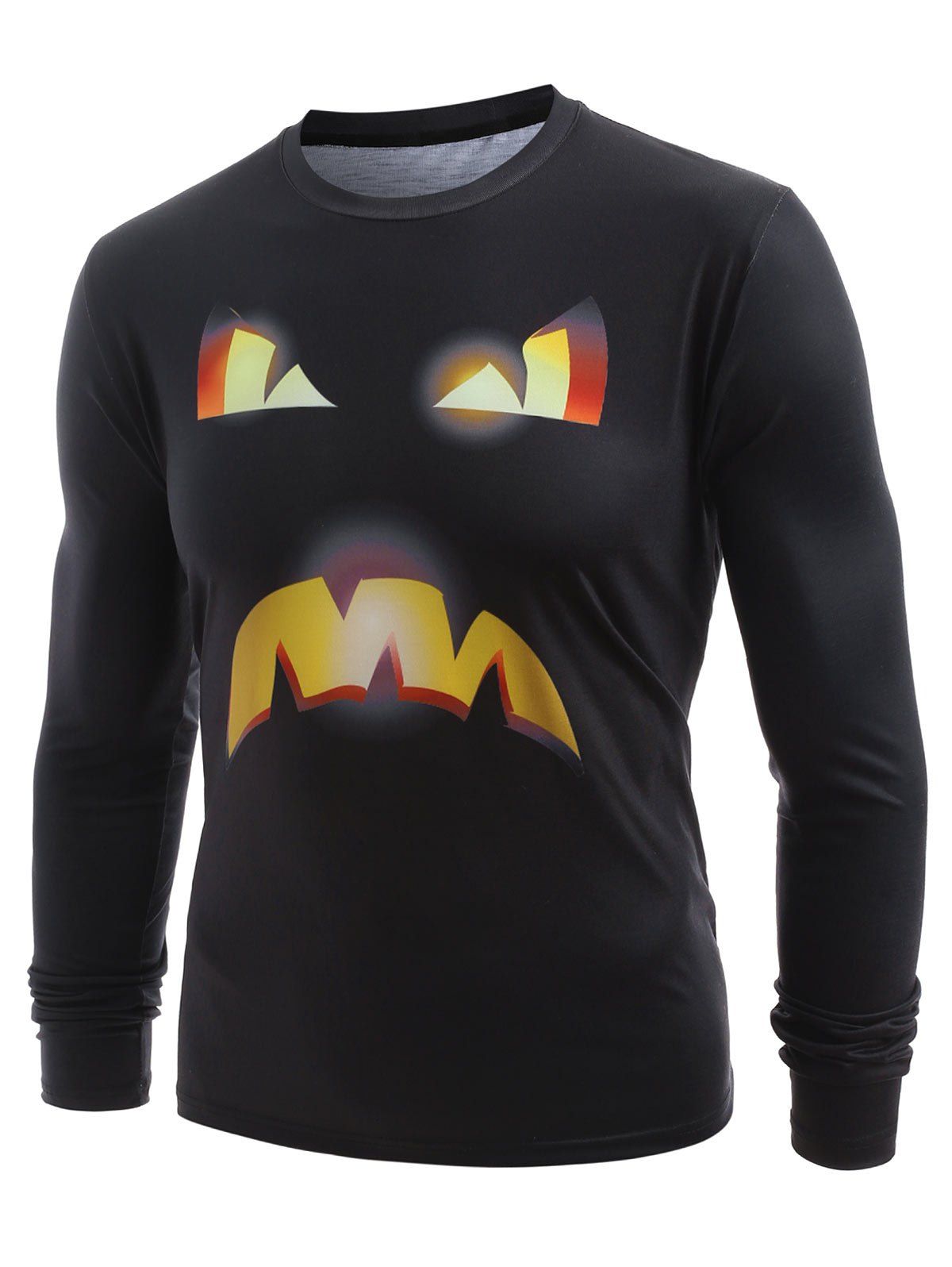 

3D Emoticon Printed Long Sleeve T-shirt, Black