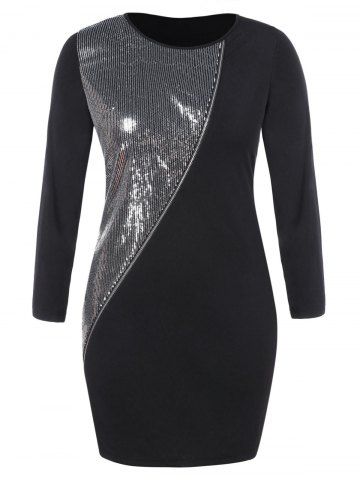 

Plus Size Side Split Sparkly Dress, Black