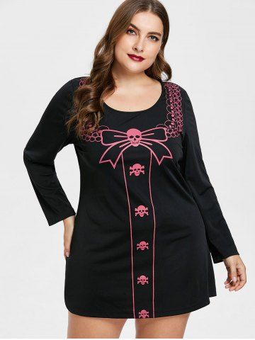 

Plus Size Halloween Skull Tee Dress, Black