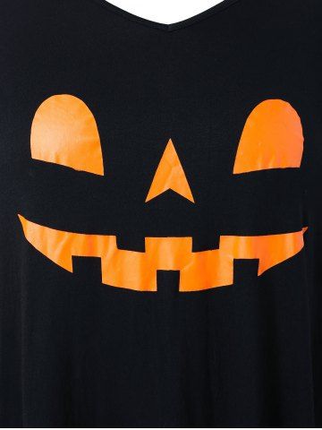 

Plus Size Halloween V Neck Poncho T-shirt, Black
