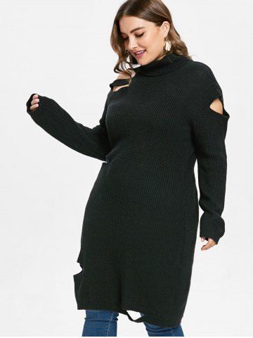

Plus Size Cut Out Long Sweater, Black