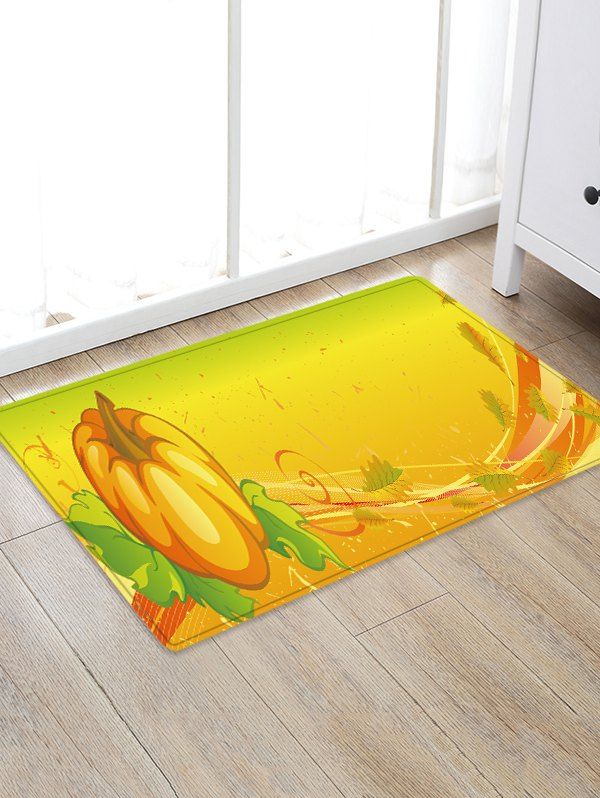 

Halloween Pumpkin Leaves Pattern Water Absorption Area Rug, Yellow