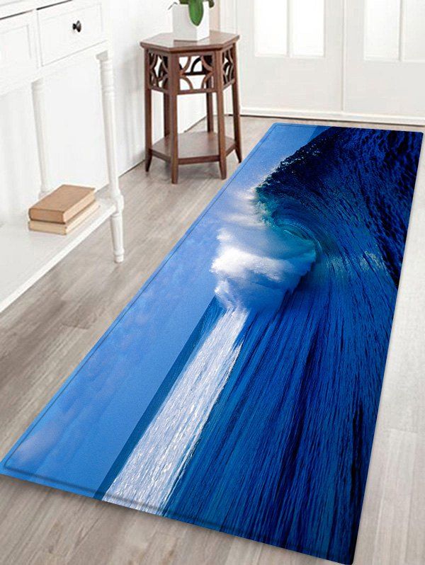

Ocean Wave Pattern Water Absorption Area Rug, Denim dark blue