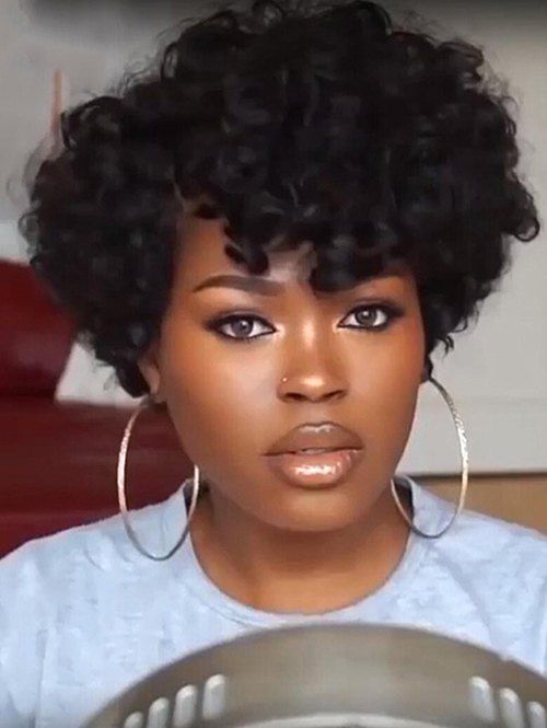 

Short Side Bang Big Curly Synthetic Wig, Black