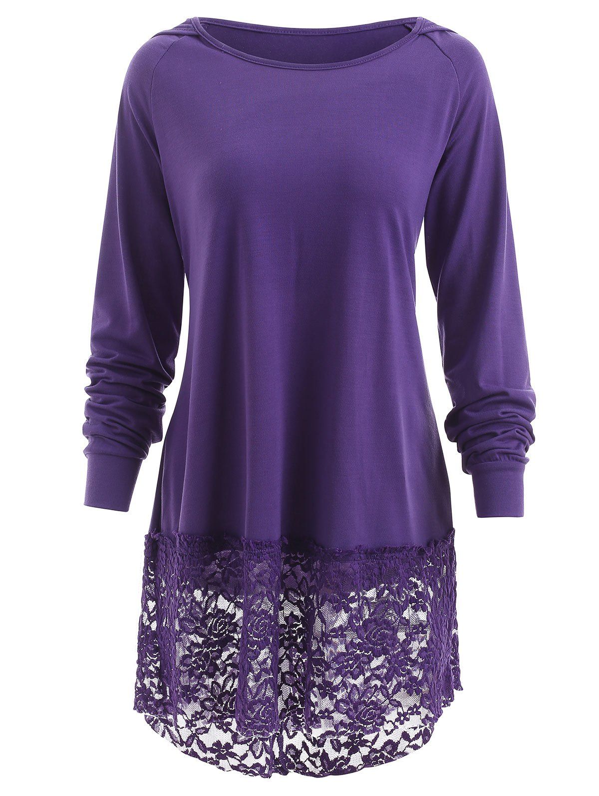 

Hooded Lace Panel T-shirt, Purple