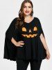 Plus Size Halloween V Neck Poncho T-shirt -  