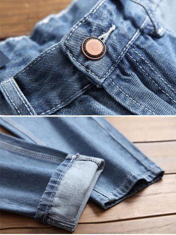 

Hole Ripped Casual Distressed Nine Minutes of Jeans, Light blue