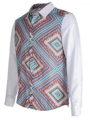 Ethnic Style Geometric Print Casual Shirt