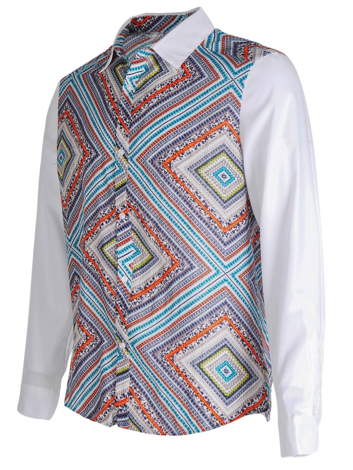 Discount Ethnic Style Geometric Print Casual Shirt  