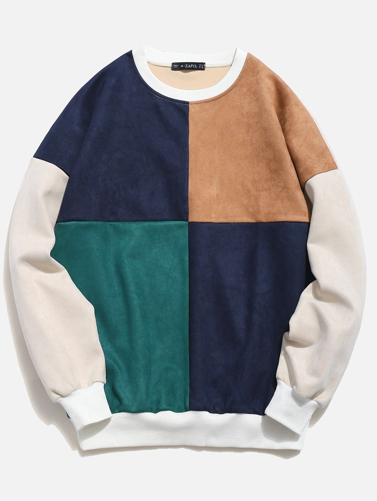 

ZAFUL Color Block Splicing Suede Sweatshirt, Multi
