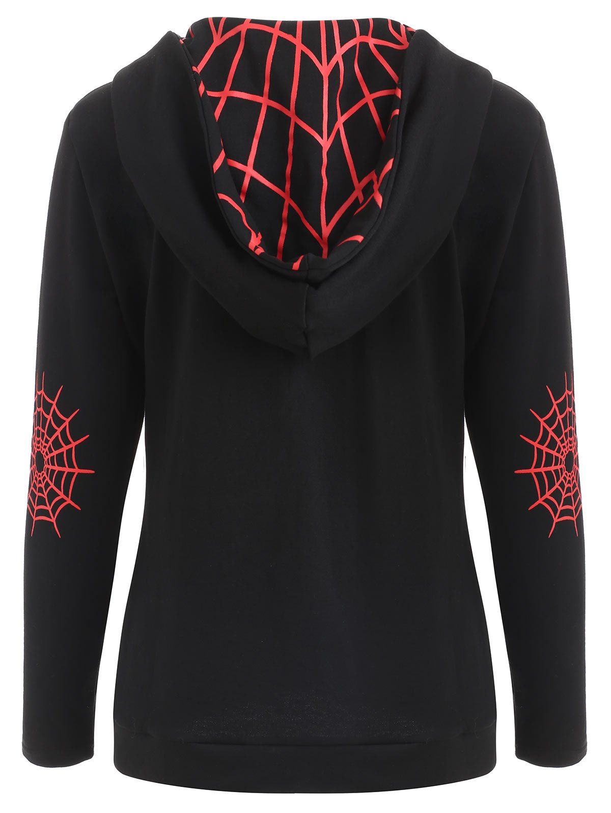 

Halloween Spider Web Print Zip Up Hoodie, Black
