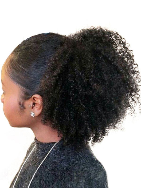 

Short Afro Curly Wrap Drawstring Puff Chignon, Black