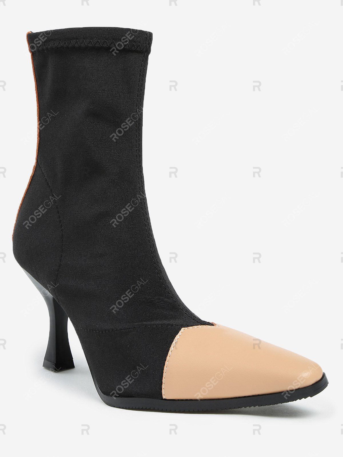 

Pointed Toe Cap High Heel Ankle Boots, Apricot