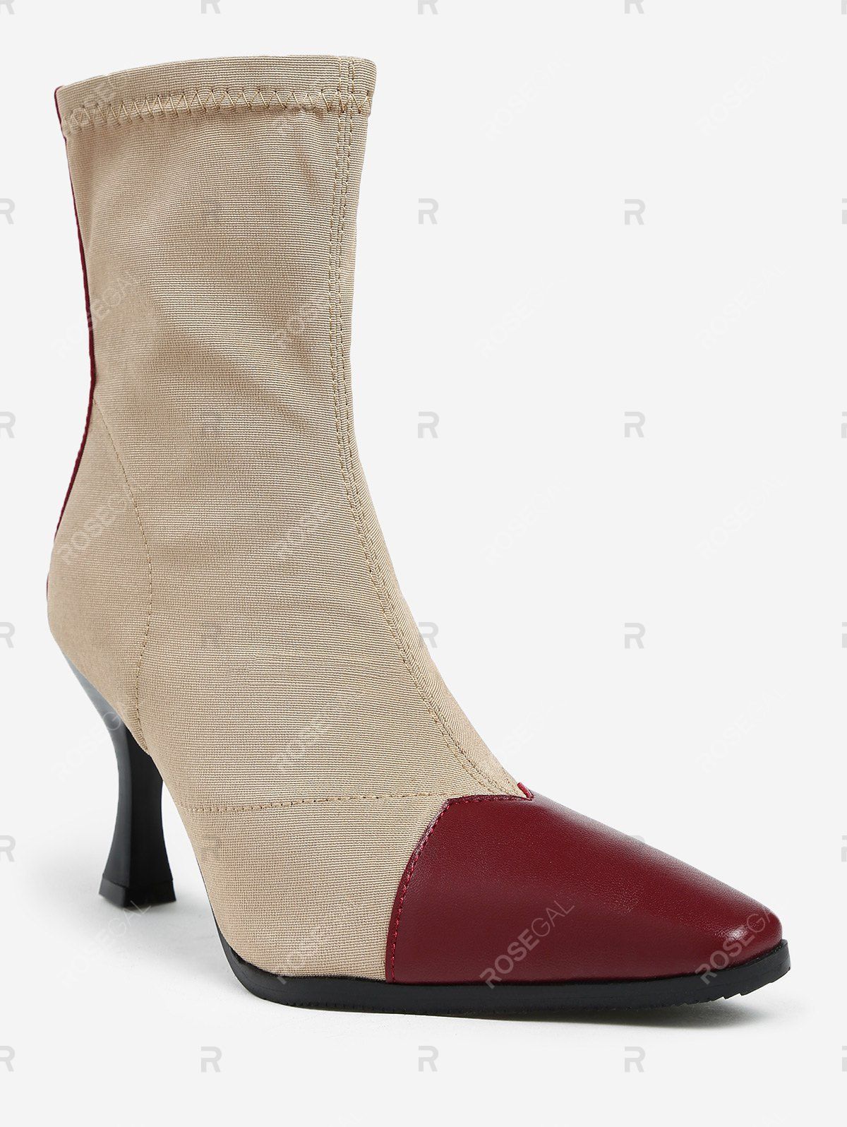 

Pointed Toe Cap High Heel Ankle Boots, Chestnut red