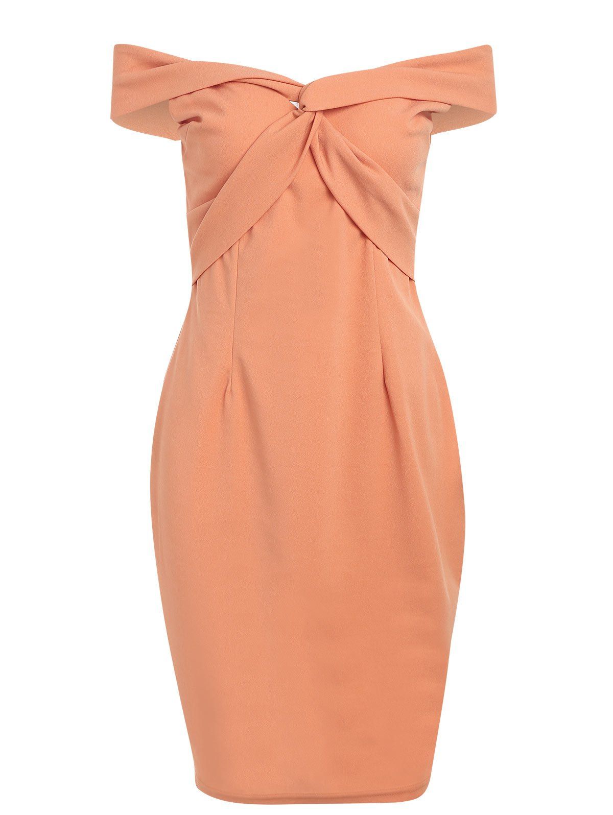 

Twist Front Bodycon Bardot Dress, Orange