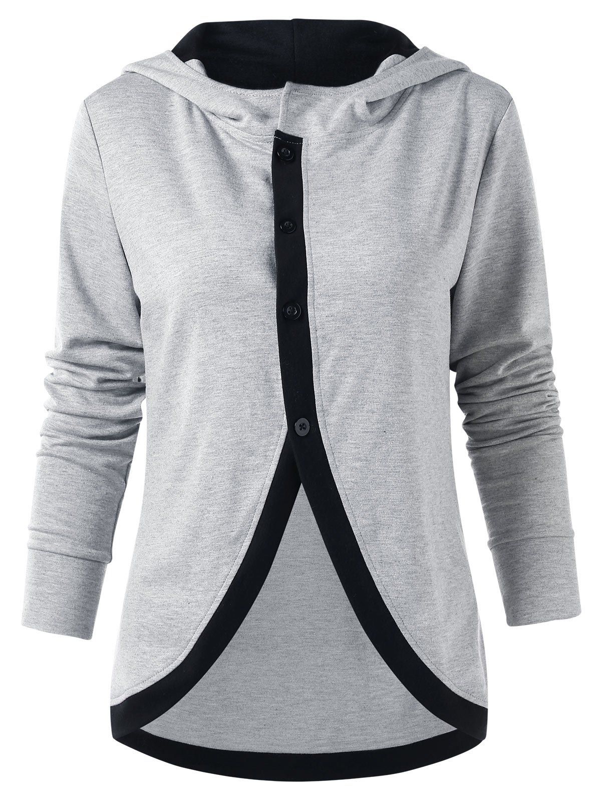 

Single Breasted Tulip Front Hoodie, Light gray