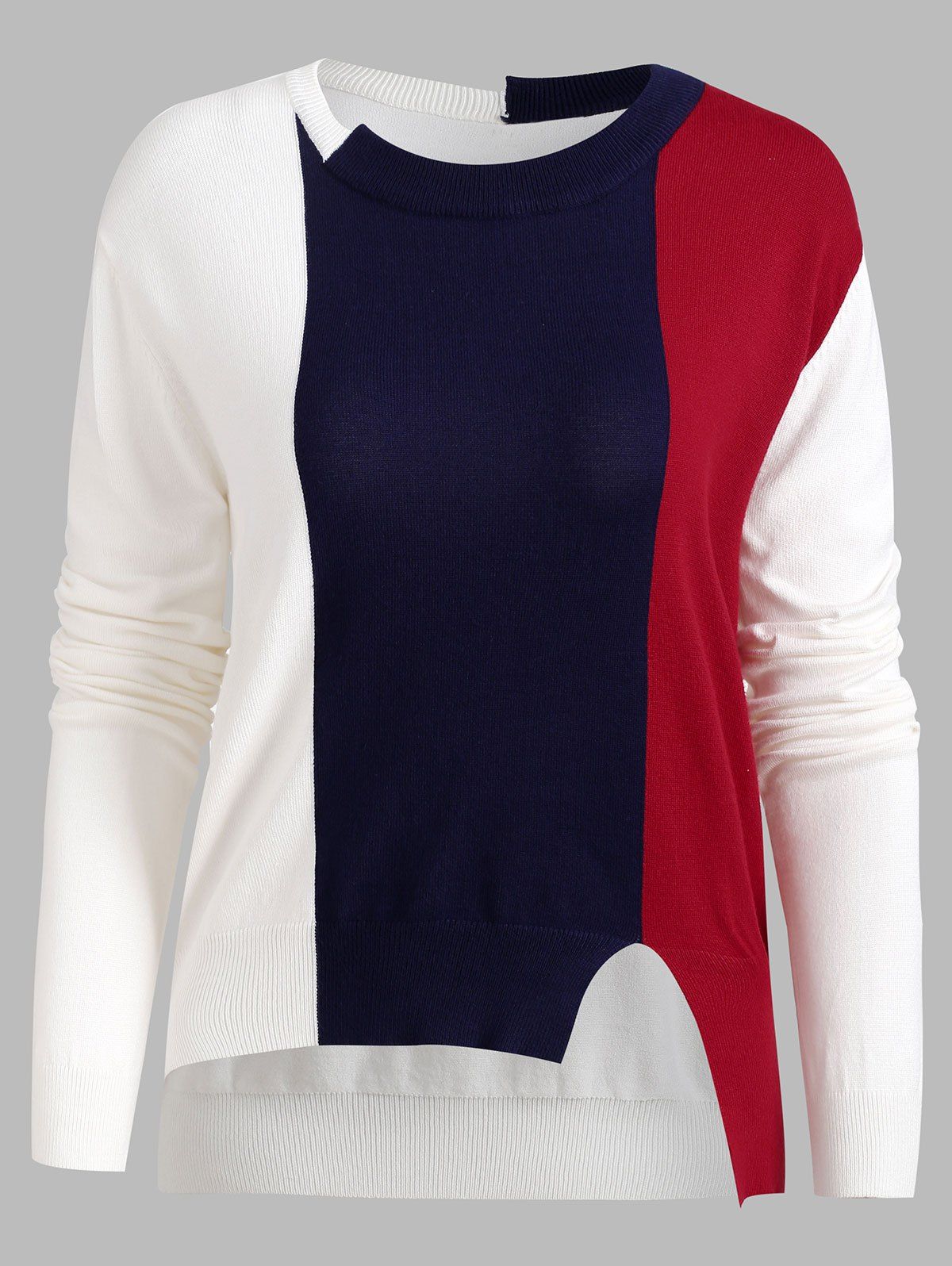 

Color-blocking Slit Dip Hem Knitwear, Multi