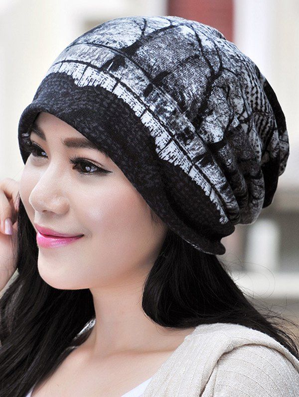 

Multifunction Jacquard Pattern Scarf Cap, Gray