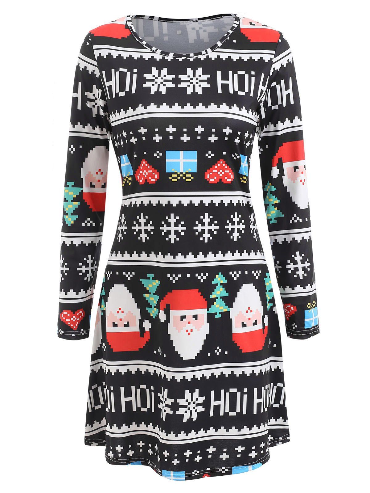 

Full Sleeve Christmas Print Dress, Multi