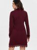 Full Sleeve Lace Trim Dress -  