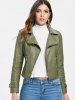 Belted Zippers Faux Leather Jacket -  