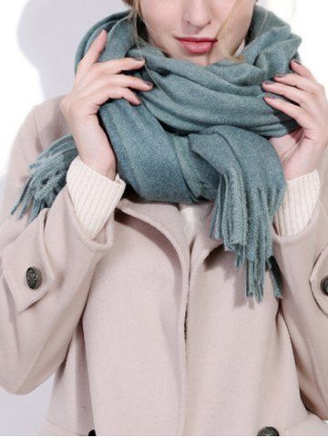 Solid Color Fringed Long Warm Scarf