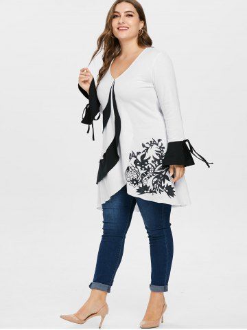 

Plus Size Bell Sleeve Overlap T-shirt, White