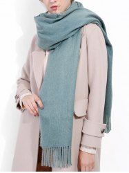 Écharpe longue chaude à franges couleur unie -  