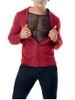 Solid V Neckline Mesh Lining Cardigan Sweater -  