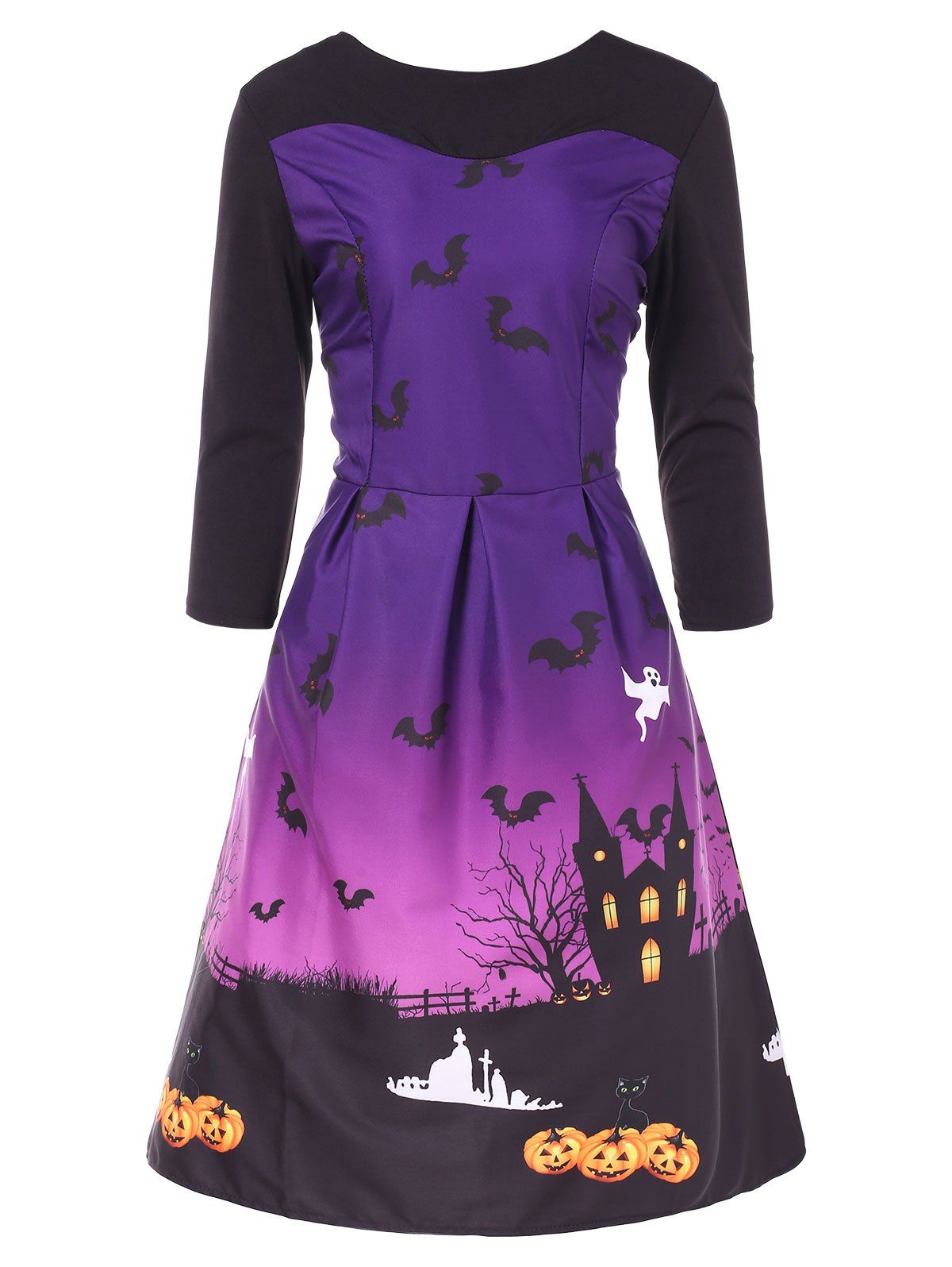 

Vintage Halloween Pin Up Dress, Purple iris