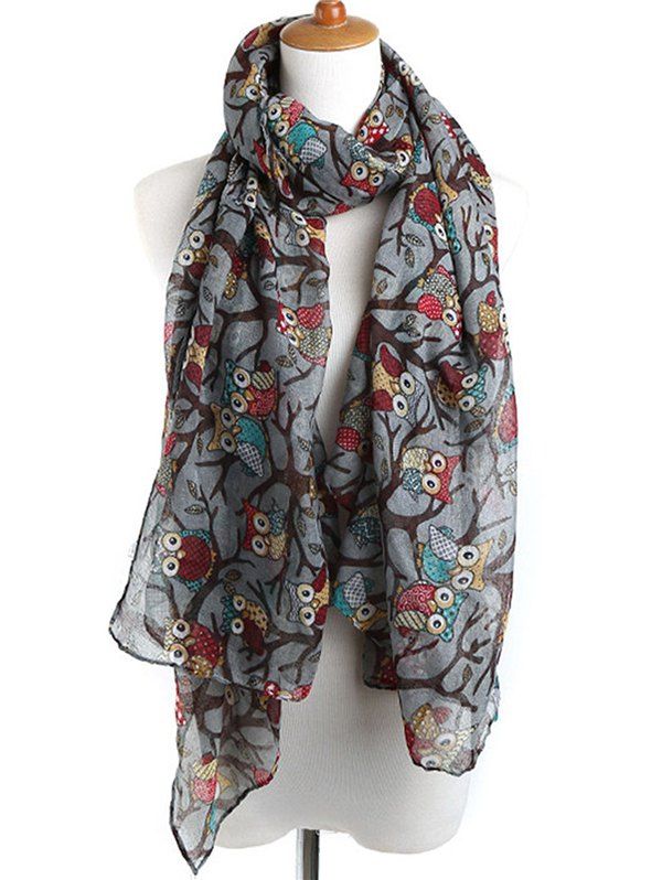 

Naughty Owl Decorative Winter Long Scarf, Gray