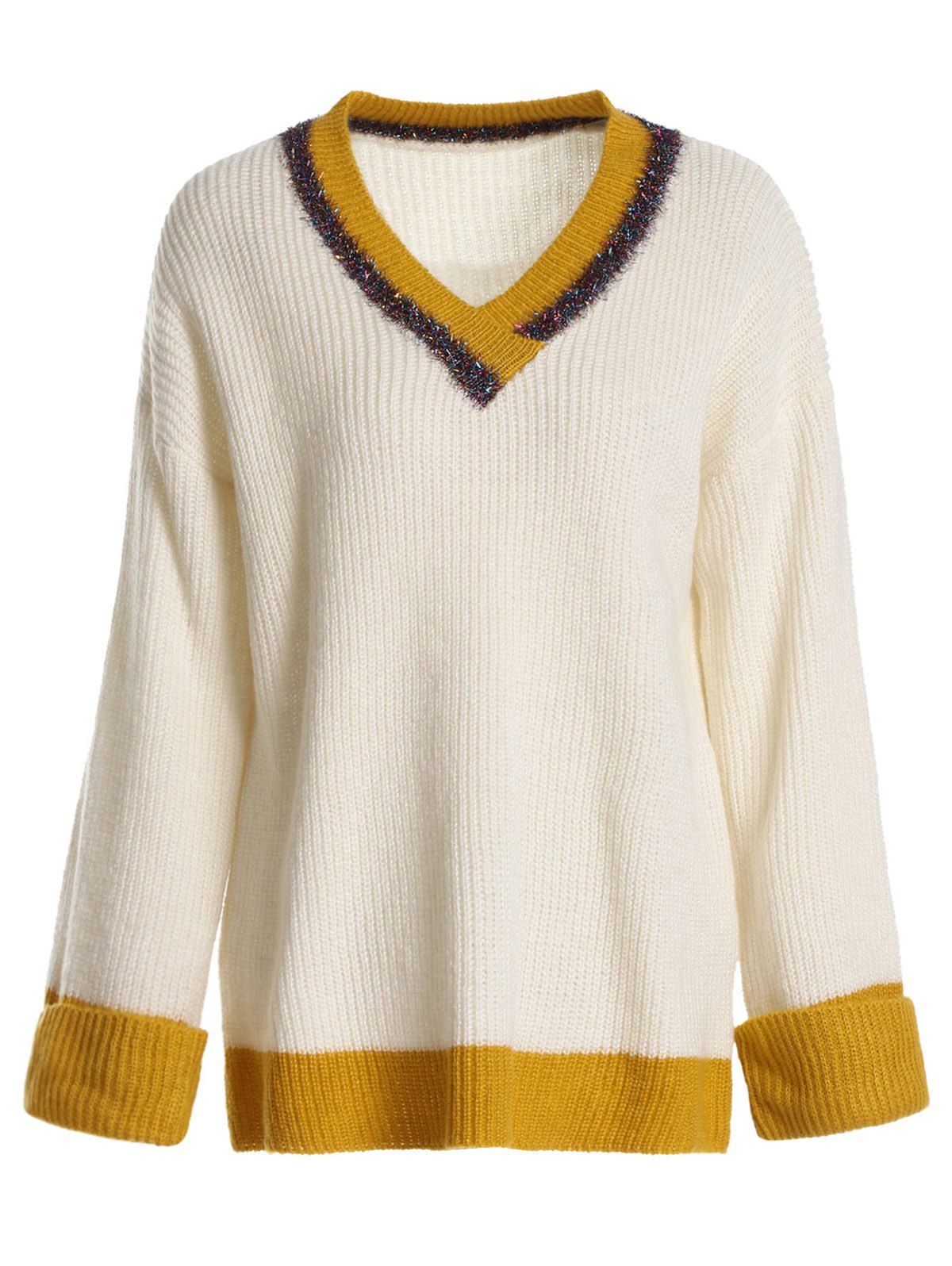 

Color Block Cricket Sweater, Beige