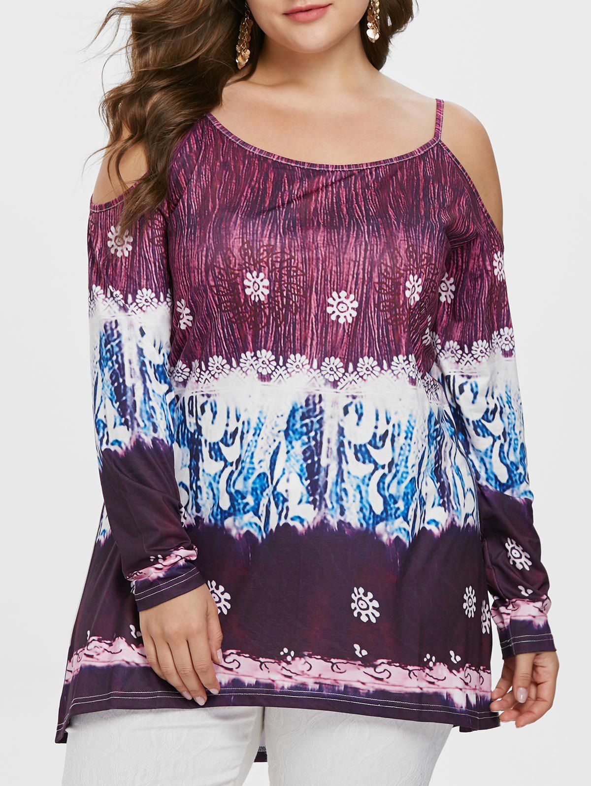 

Color Block Plus Size Patterned T-shirt, Multi