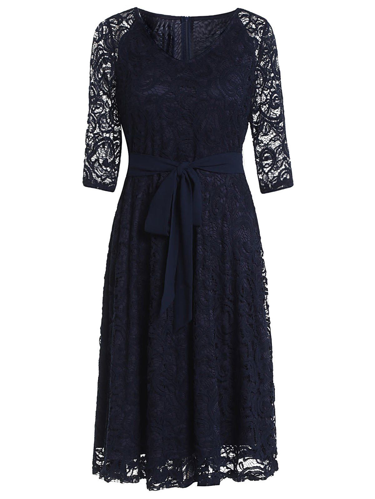

Vintage Lace High Waist Dress, Cadetblue