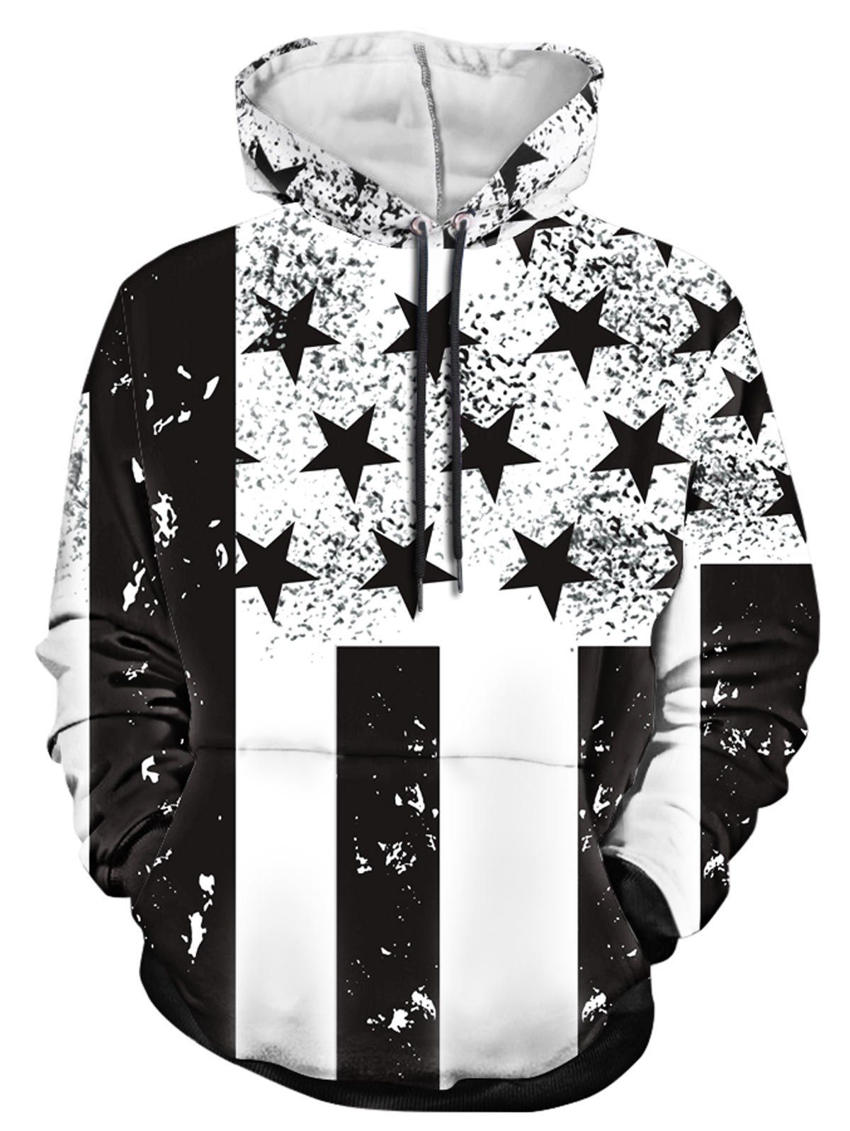 

American Flag Print Pullover Hoodie, Multi