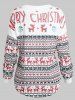 Christmas Deer Print Drop Shoulder Sweatshirt -  