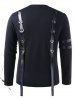 PU Leather Strap Long Sleeve T-shirt -  