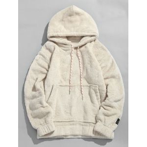 

Pouch Pocket Patch Detail Fluffy Hoodie, Warm white