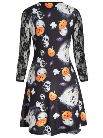 

Plus Size Halloween Lace Panel Dress, Black