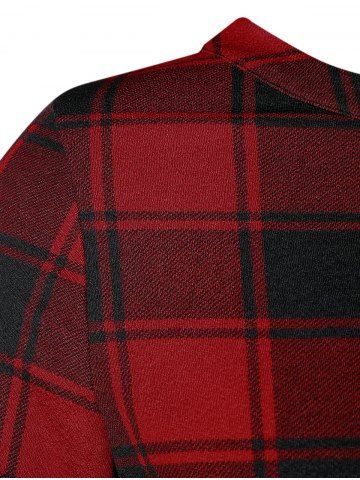 

Plus Size Lace Insert Plaid Shirt, Red wine