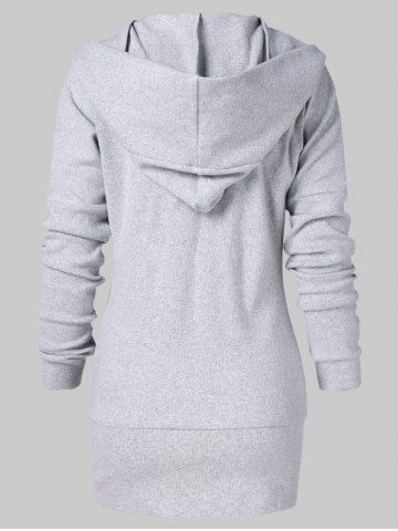 

Stretchy Bottom Hooded Knitwear, Light gray