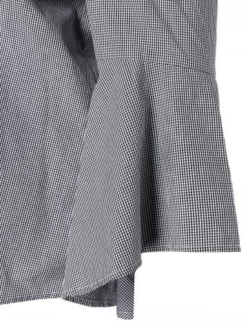 

Plus Size Lace Insert Checked Flare Sleeve Blouse, Multi